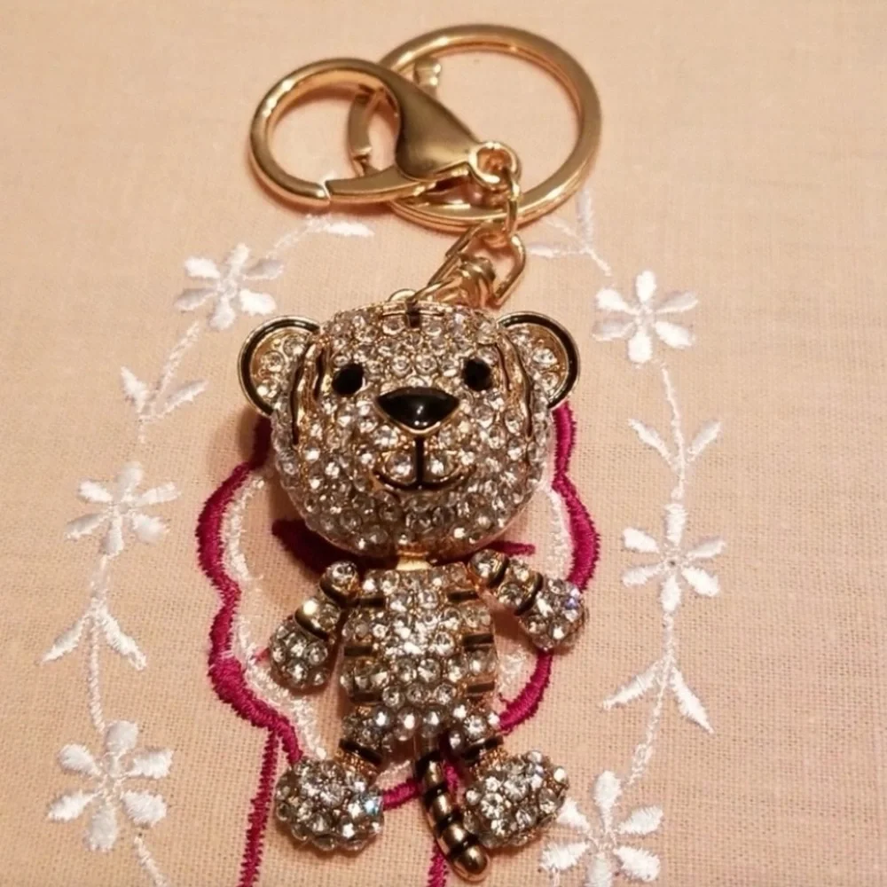 UNBRANDED TIGER Rhinestone Handbag / Purse Charm Accessory Gold - Picture 7 of 12